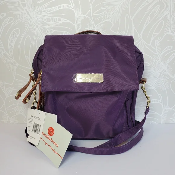 Samantha Brown Messenger Crossbody Bag Purple NEW Travel Bag - Picture 1 of 7